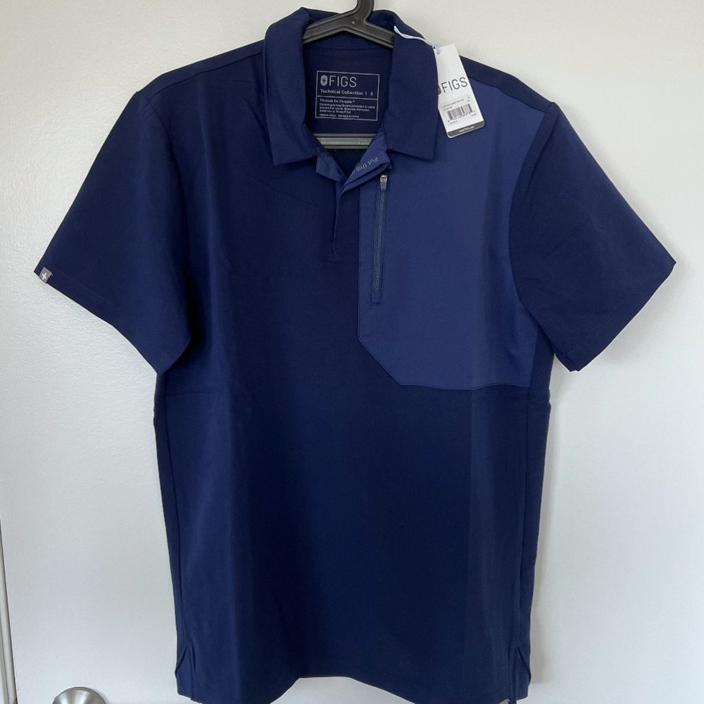 FIGS NAVY Dothan Classic Polo Scrub Shirt (Men) - NEW